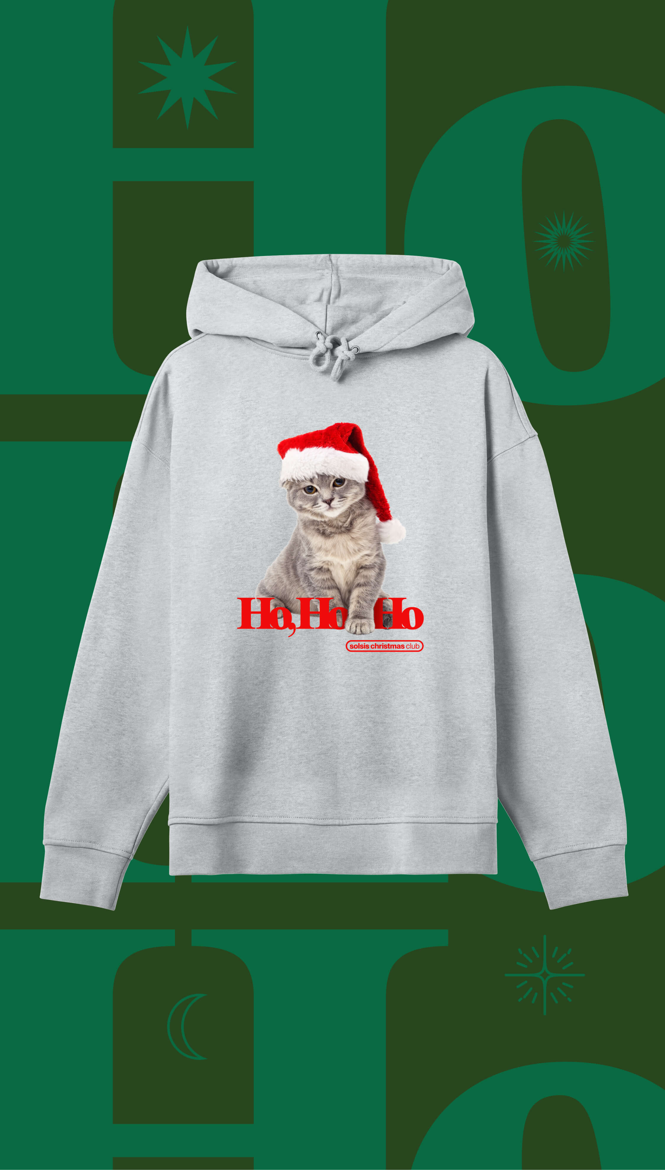 HoHoHo Cat-Grey-Unisex-Hoodie