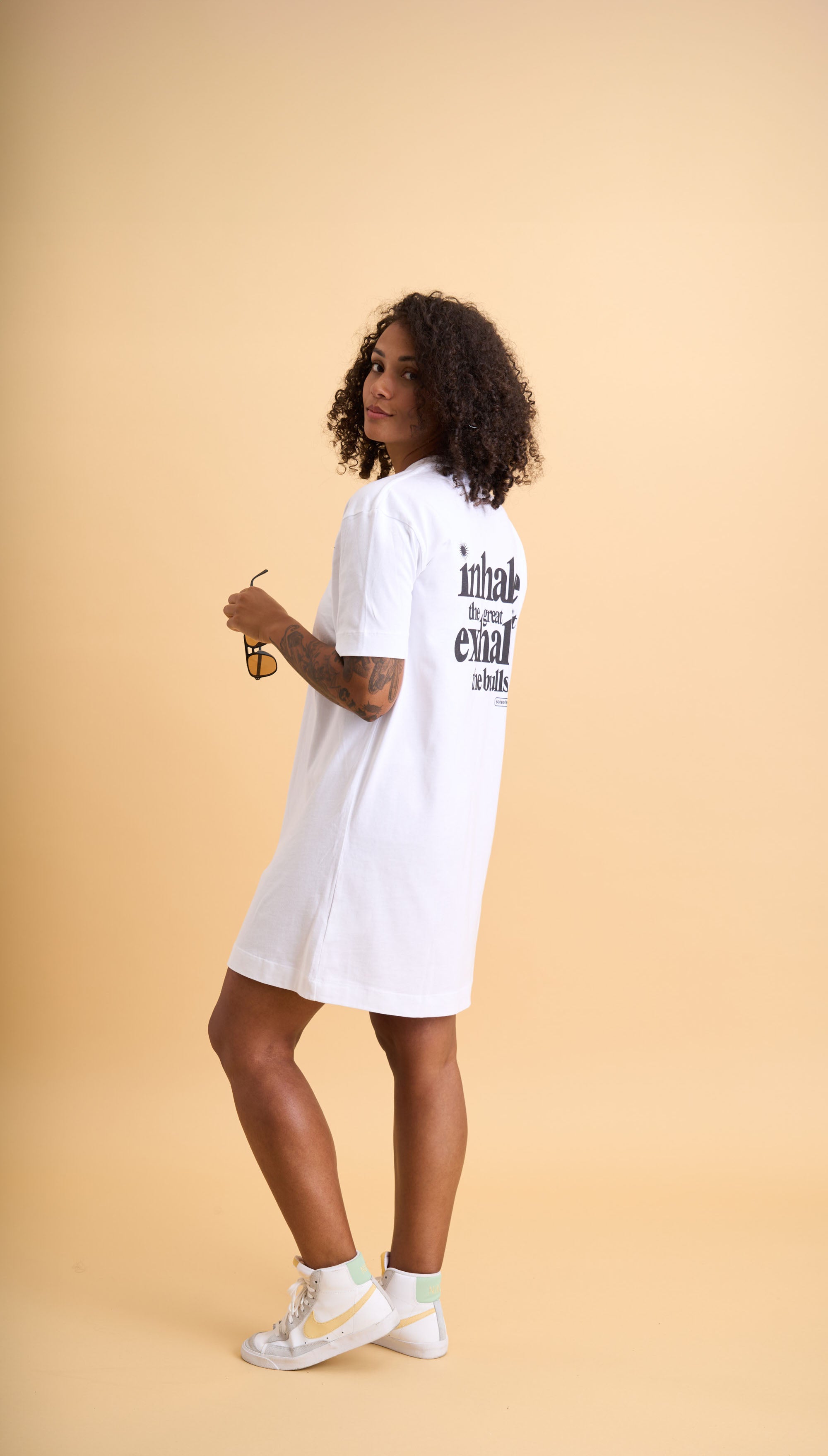 Inhale T-Shirt Dress WHT